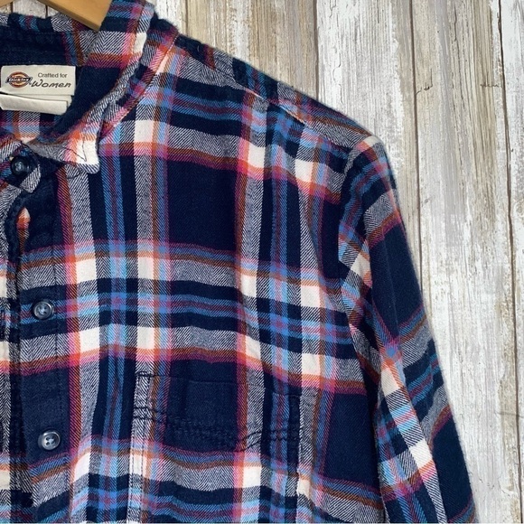 Dickies Mixed Navy Plaid Button Down - Picture 2 of 5